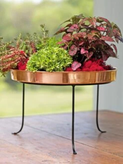 Large Round Copper Plant Tray, 14" -Garden Shop 8593567 4636 tif