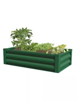 Powder-Coated Metal Raised Garden Bed, 24" X 48" 9 Powder-Coated Metal Raised Garden Bed, 24" X 48" -Garden Shop 8599393 02V powder coated metal raised garden bed 24x49 forest green