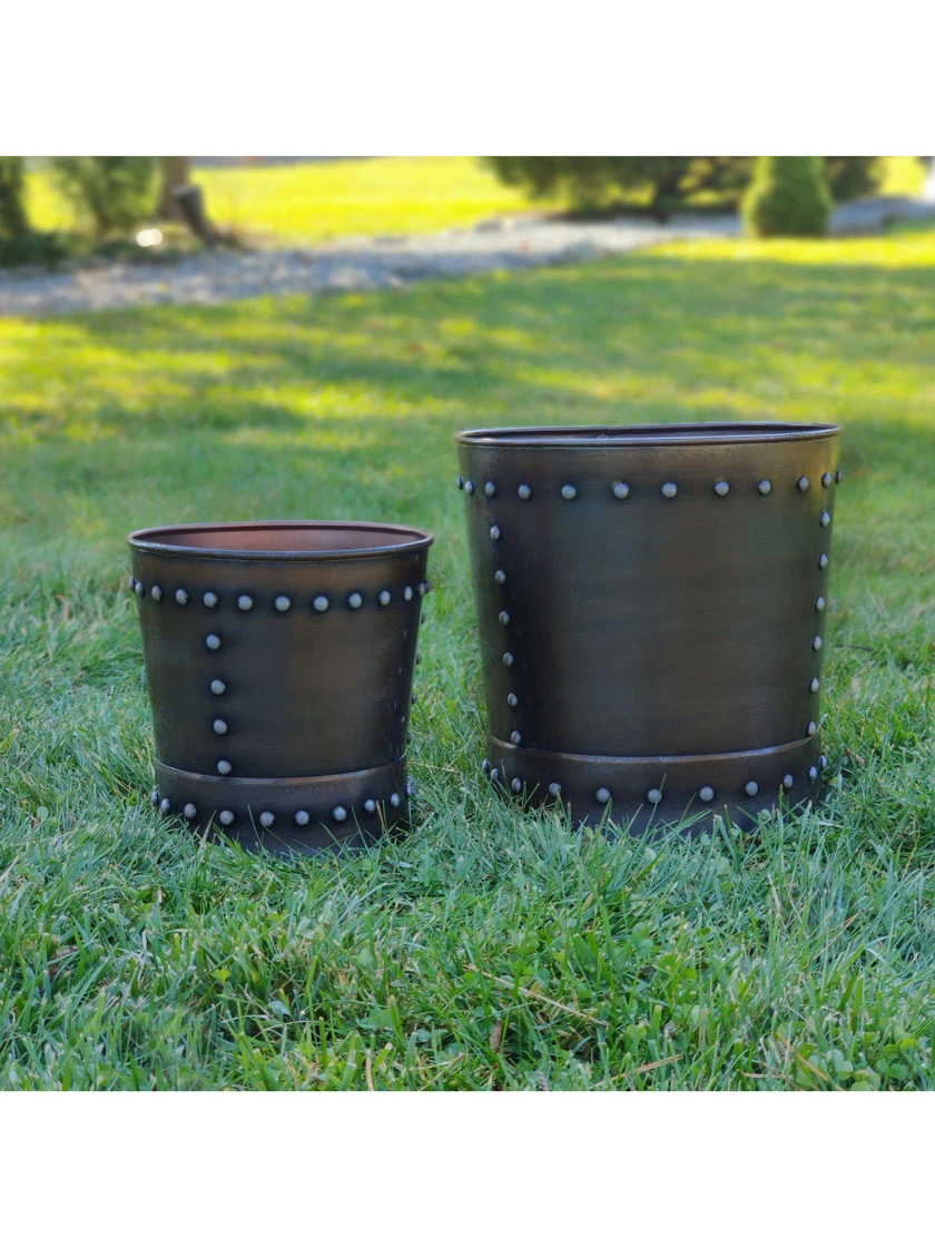 Riveted Planters, Set Of 2 3 Riveted Planters, Set Of 2