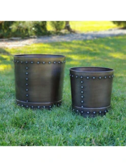Riveted Planters, Set Of 2 12 Riveted Planters, Set Of 2 -Garden Shop 8610081 01v