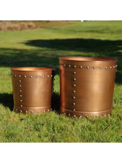 Riveted Planters, Set Of 2 14 Riveted Planters, Set Of 2 -Garden Shop 8610081 03v