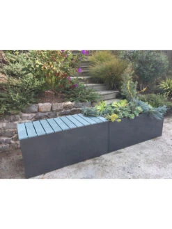 Nice Aluminum Trough Planters With Bench Top, 16"High