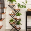 Crisscross Cascading Plant Stand With Copper Trays -Garden Shop 8612707 0079 crisscross cascading plant stand copper trays