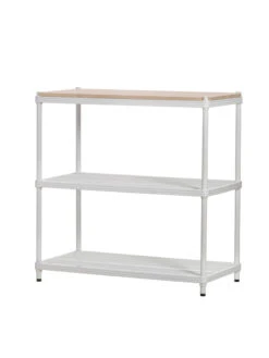MeshWorks © 3 Tier Plant Shelving With Wood Top -Garden Shop 8613017 01v meshworks 3 tier plant shelf with wood top white